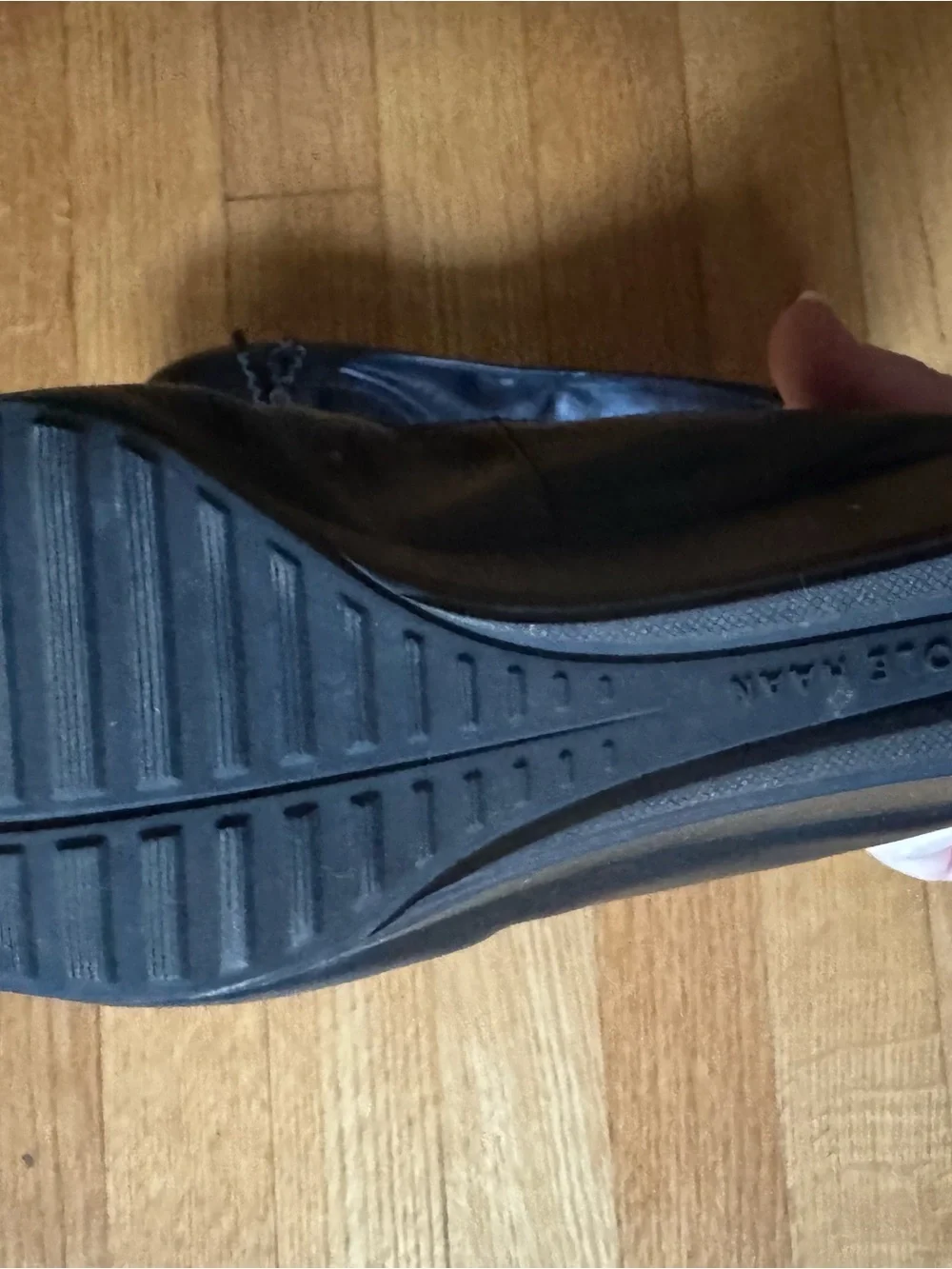 Cole Haan Black Leather Bow Trim Wedges